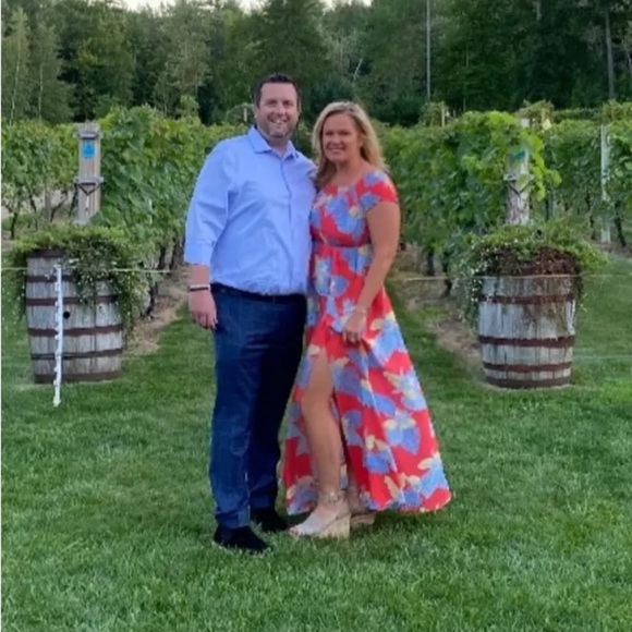 Lulu’s Coral Tropical Print Smocked Bodice Side Slit Maxi Dress - Picture 5 of 13